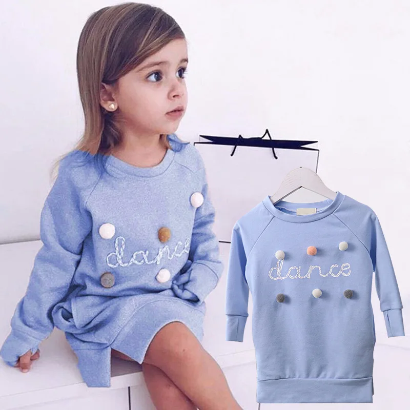 

Baby Girls Hoody Long Pattern Sweatshirts Dresses Princess Kids Tops Outwear Fall winter Warm Children Coats Hoodies Drop Ship