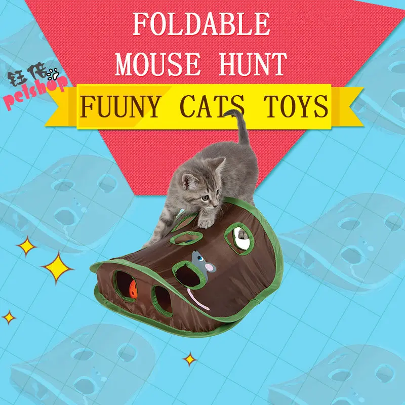 

Pet Cat Puzzle Toy Mouse Hunt With Ball Foldable 9 Holes Pet Products Cat Supplies for Cat Toys Funny Play Game Mice Animal Toys