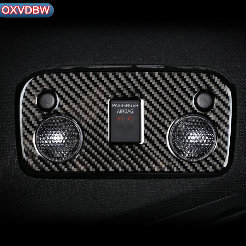 

Carbon Fiber interior trim Car Frame Stickers For Ford Mustang 2015 2016 2017 Front Reading Lights Panel Covers Car Styling