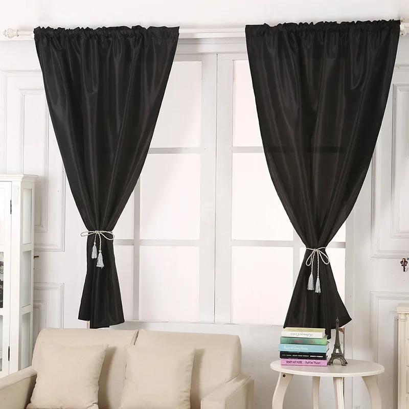 

Silk Fabric Rod Pocket Window Curtain Panels with Solid Color for Wedding For Living room bedroom