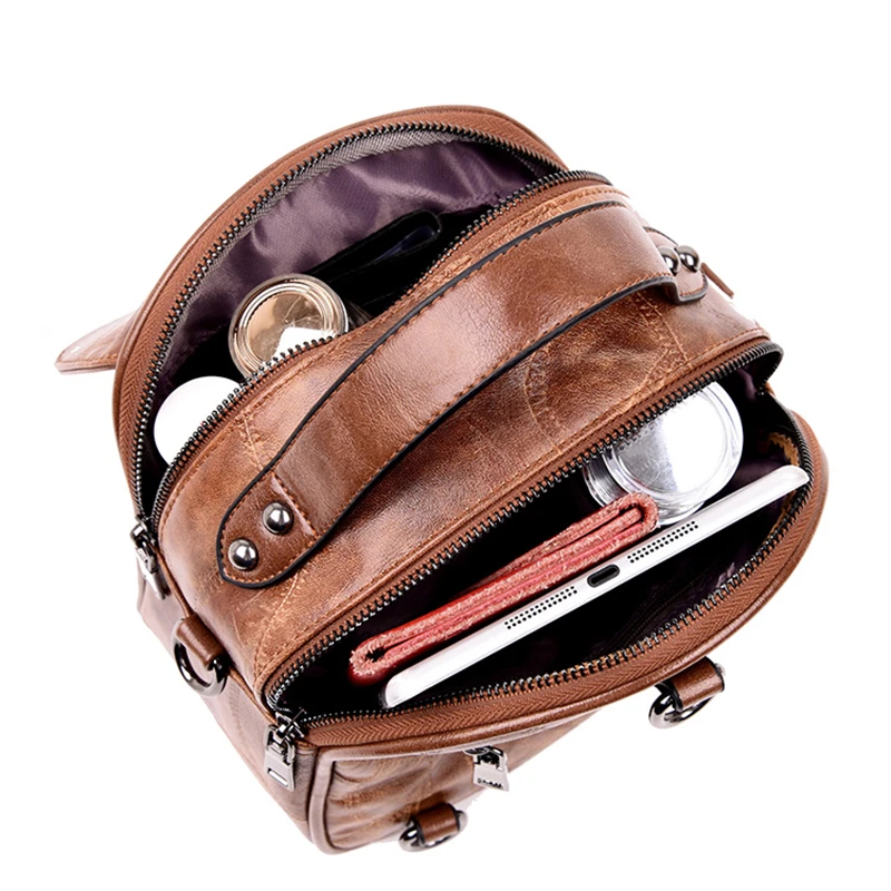 3-в-1 женский рюкзак Для женщин ретро кожанная плечевая сумка рюкзак Hign качество многофункциональный рюкзак для девочек-подростков Sac A Dos