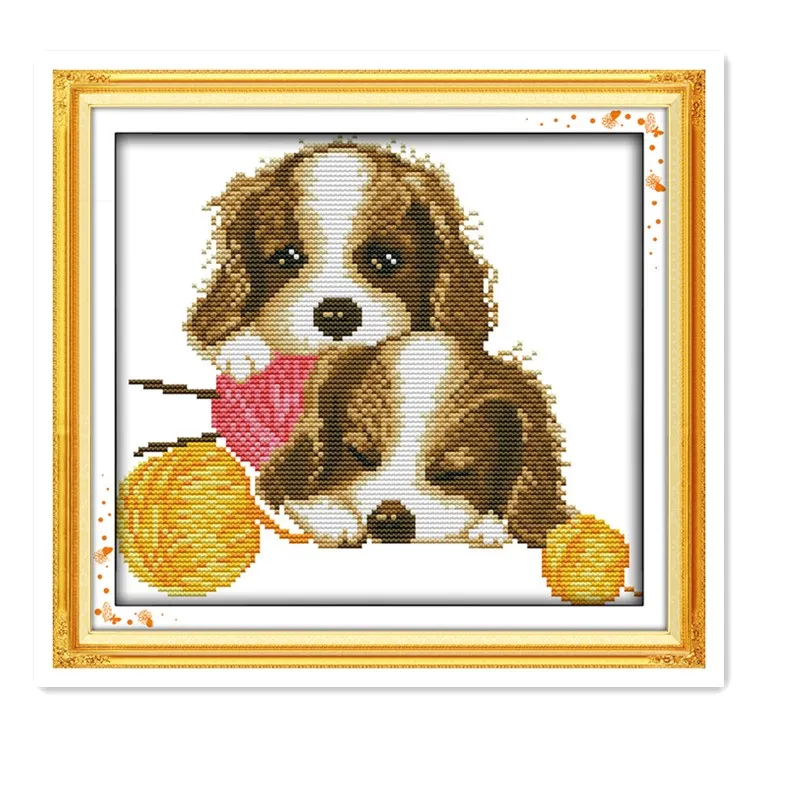 Dog handmade DIY embroidery cross stitch printing embroidered cloth dog animal pattern DMC embroidery thread hanging painting cross stitch kit cross stitch tools