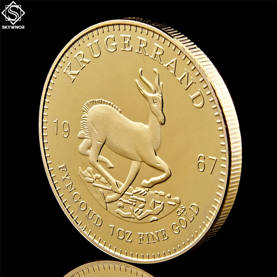 1967 год, Южная Африка, 1 унция, тонкая позолоченная копия Krugerrand, жетон, монета с дисплеем, акриловая капсула