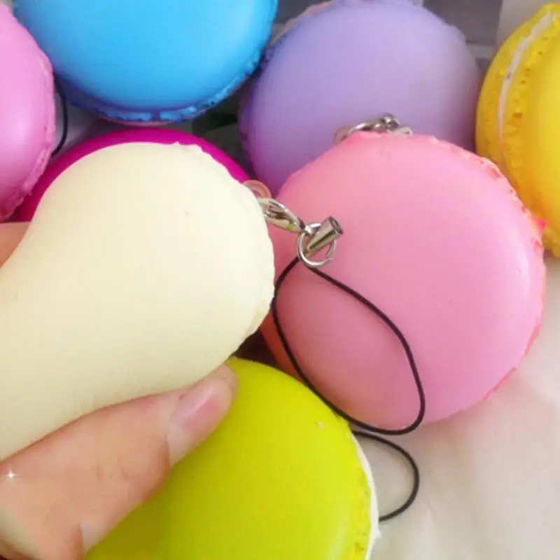 1PC Kawaii Soft Dessert Macaron Squishy Pretend Kitchen Toys Artificial Macaroons