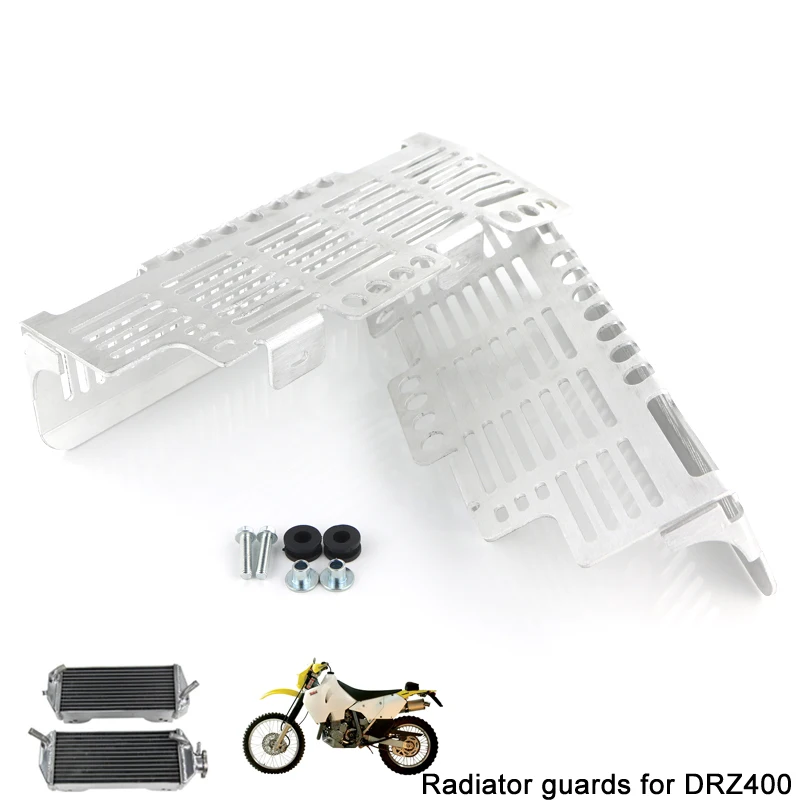 Capa para Suzuki Radiador Protetor Guarda Óleo Cooler Grill Drz400 Drz400e Dr-z 400 s 2000 up Drz400sm Prata Preto 2 s 2000 up drz400sm prata preto