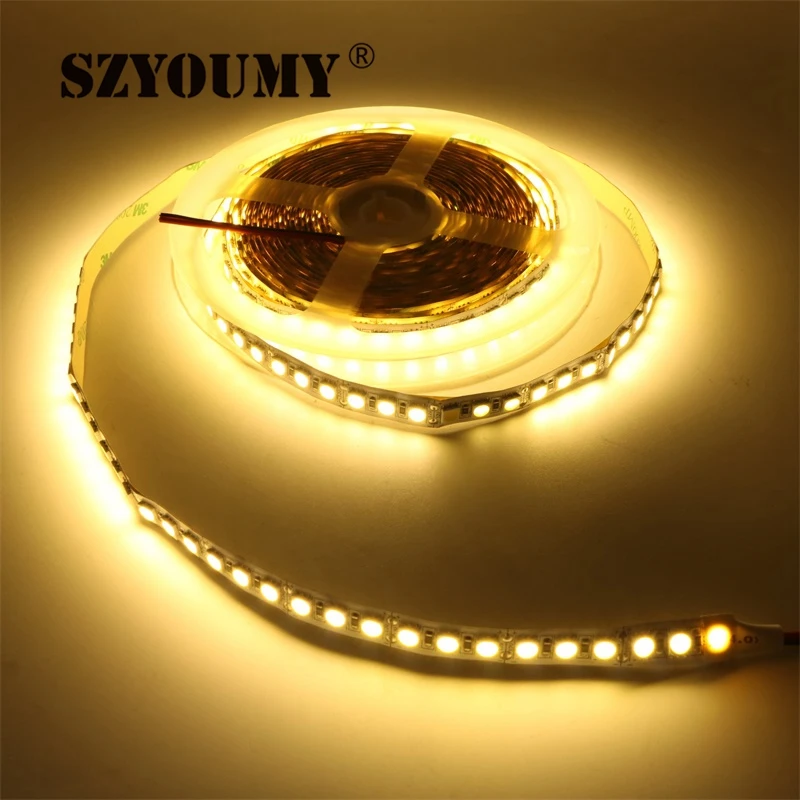 SZYOUMY однорядные 5050 SMD Светодиодные ленты DC12V Гибкая 120 светодиодный/M 600 светодиодный s лента теплый белый RGB IP20 не Водонепроницаемый 10 мм PCB