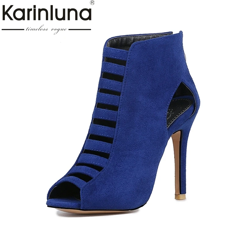 

KARINLUNA Big Size 32-46 Hot Women Gladiator Sandals Sexy High Heels Cutout Peep Toe Less Platform Summer Woman Shoes 2018