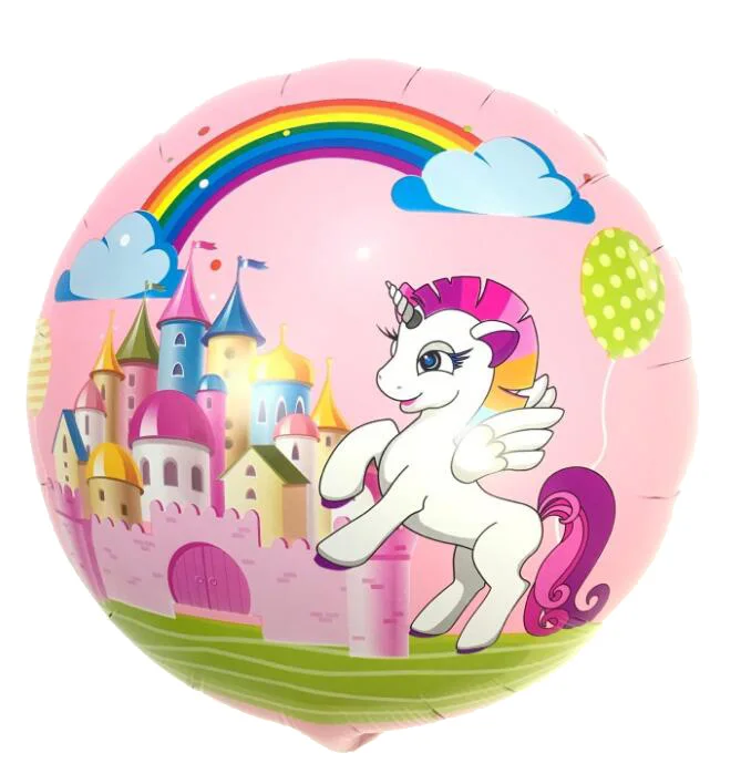 1pcs/lot Giant Unicorn Balloon Purple Colorful Rainbow Fantasy Horse Party Girls Ballons Birthday Party Animals Foil Balloon Pet - Цвет: 18inch