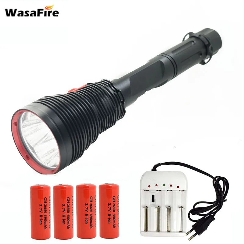 

Professional Waterproof Led Diving Flashlight 3 Mode XHP70 LED Torch Dive Flash Light With 26650 Battery + Charger for Camping