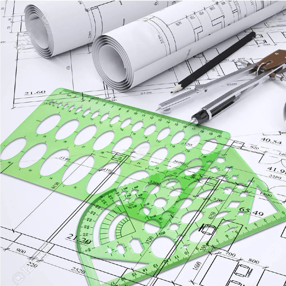 

11 Pcs Drawings Templates Architecture Office Geometry Stencils Set Wide Usage Rulers Multifunction Math Measuring Practical