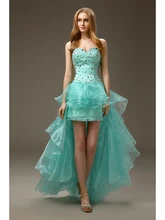 2016 Short Prom Mint High Low Liebsten Perlen Mantel Organza Prom Cocktailkleider für Frauen 2016 pd9930