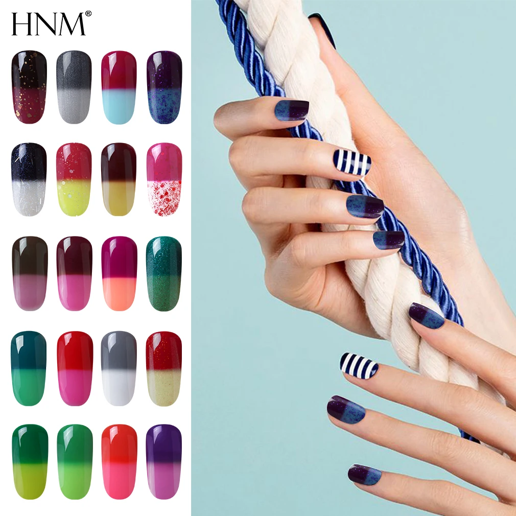 

HNM Nail Gel 8ML UV LED Thermal Changing Color Nail Gel Polish Stamping Paint Gel Varnishes Top Base Primer Coat Gel Nail Lucky
