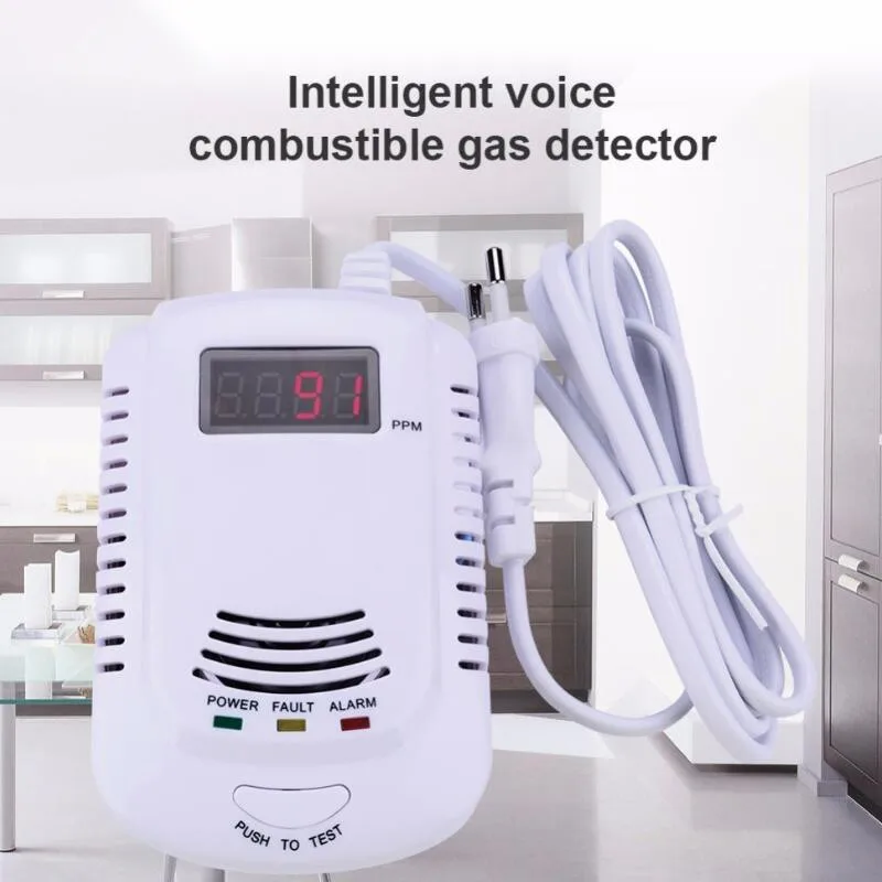 

New Home Standalone Plug-In Combustible Gas Detector LPG LNG Coal Natural Gas Leak Alarm Sensor With Voice Warning Alarm Sensor