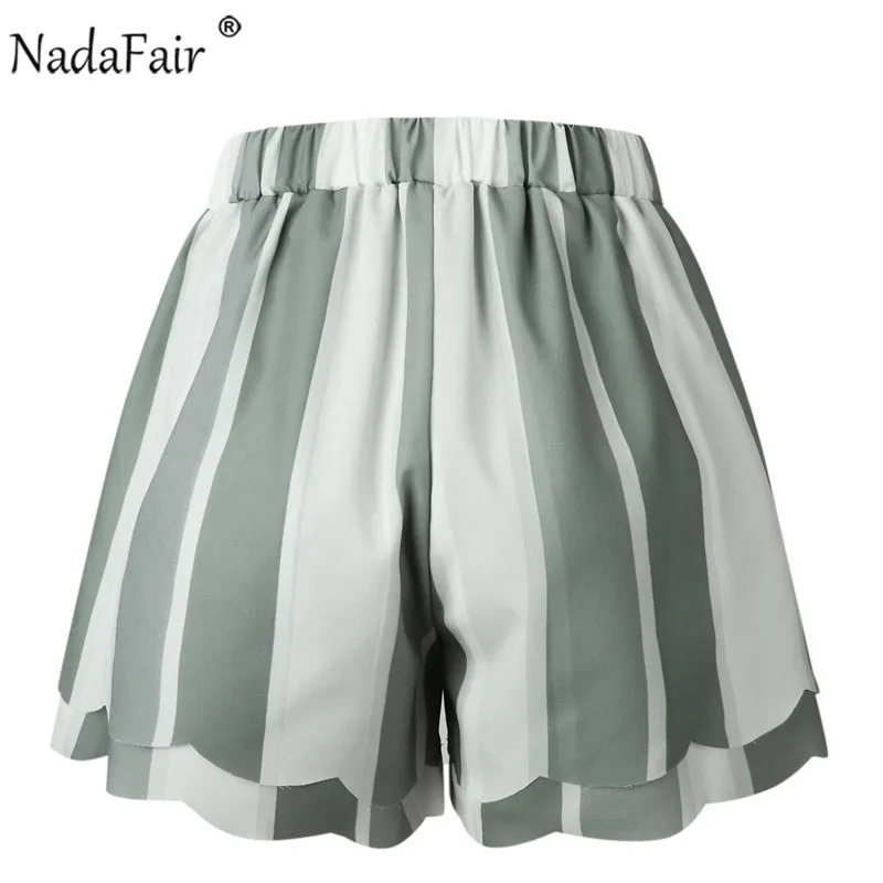 Nadafair повседневные летние шорты в полоску с завязками женские двухслойные шорты с принтом