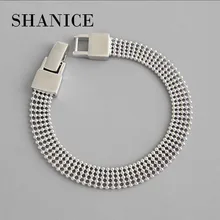 SHANICE Корейская версия S925 серебро INS Геометрическая многослойная цепочка с бусинами браслет женские браслеты ювелирные изделия