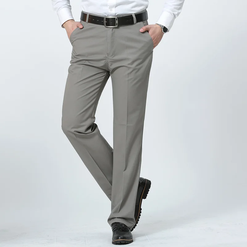 Spring Summer Men's Business Casual Pants Plain Colour Formal 100% ...