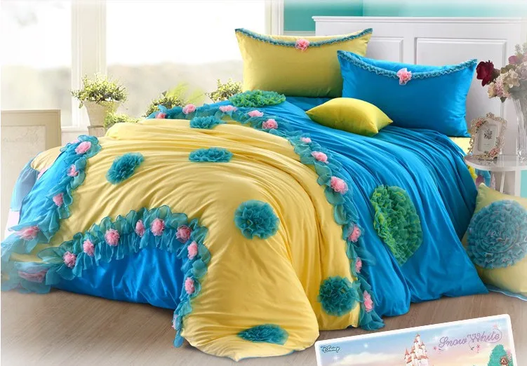 korean princess bedding set twin size 6pcs romantic patchwork twin sheets on sale