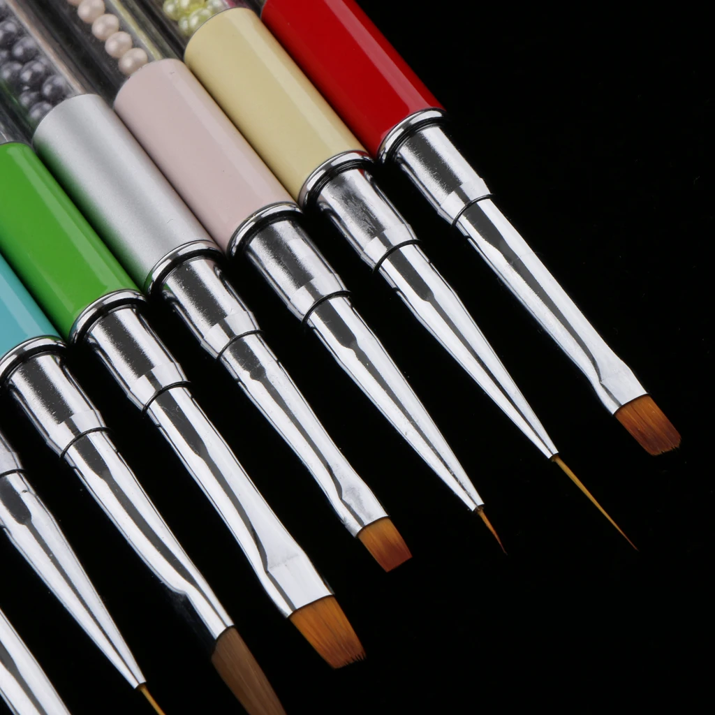 Pro 10Pcs Nail Art Design Polish Brush Pen Liner Set for Acrylic UV Gel Drawing Painting Beads Handle with Cap