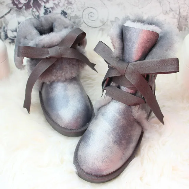Ботинки из натуральной шерсти; Натуральная овечья кожа; женские зимние ботинки; Botas Mujer; зимняя обувь; женские ботинки; женская обувь на натуральном меху - Цвет: 6