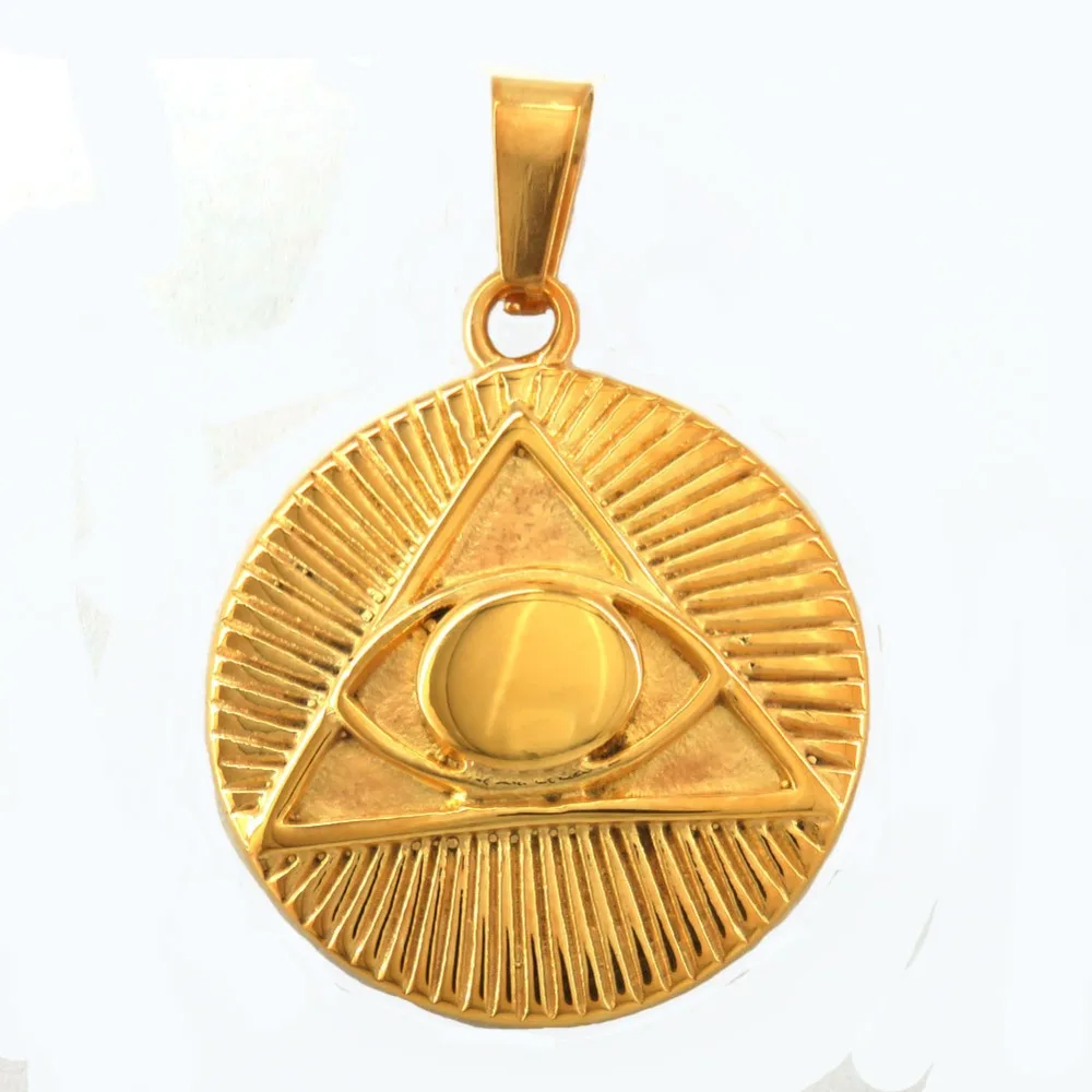 FANSSTEEL Stainless Steel Jewelry Sunshine Triangle All Seeing Eye