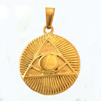 

FANSSTEEL Stainless steel jewelry sunshine triangle all seeing eye mosonic pendant FSP16W84G