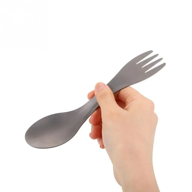 

Titanium Stainless Multi-function Spoon Fork Combo 2 in 1 Outdoor Portable Tableware for Picnic Camping Traveling