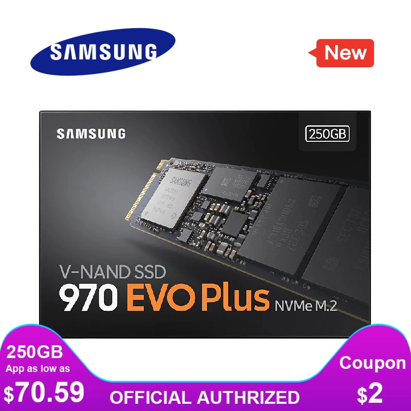 

SAMSUNG SSD M.2 1TB 250GB 500GB 970 EVO Plus NVMe Internal Solid State Drive Hard Disk M2 2280 TLC PCIe Gen 3.0 x 4, NVMe 1.3