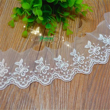 

Cotton Lace 3D Flower Butterfly Embroidery Lace Mesh Fabrics Trims DIY Garment Accessories 6.5cm
