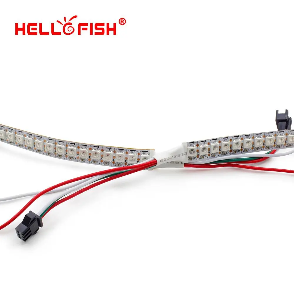 Hello Fish 1 м WS2812B полноцветная светодиодная лента 144 светодиодный/m Dream Running color СВЕТОДИОДНЫЙ лента белый/черный PCB