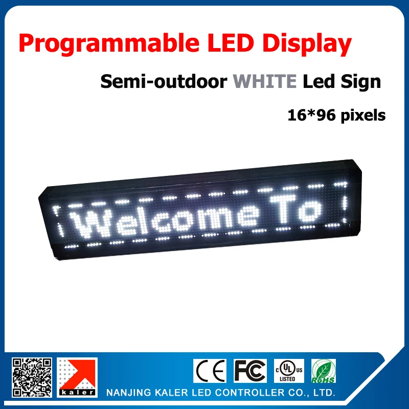 

High bright white led text sign p10 led 16*96 dot matrix white programmable and runnig message led displaysemi-outdoor