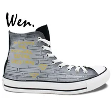 Вэнь Дизайн Пользовательские Ручная роспись обувь кошмар до Рождества для мужчин и женщин высокие холщовые кроссовки