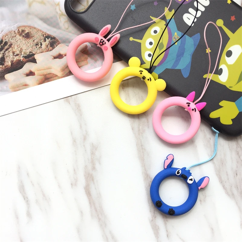 Cartoon Universal Mini Silicone Soft Mobile Phone Straps Ring Pendant Cellphone Accessories for iPhone USB camera Car keys