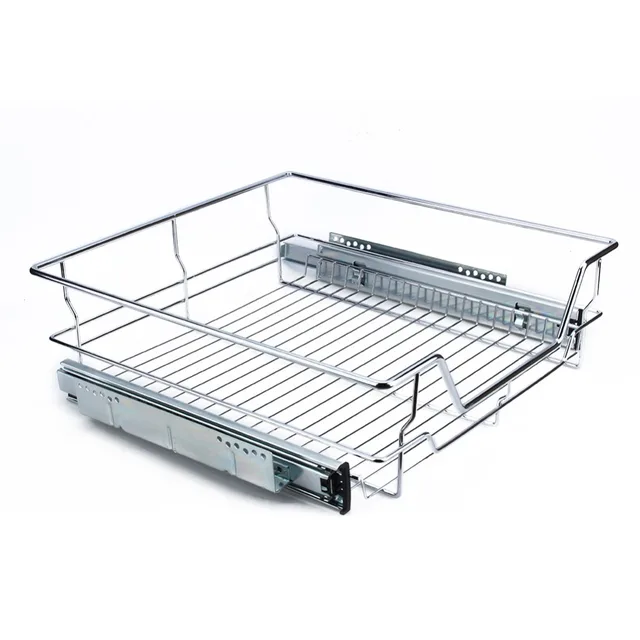 500mm Kitchen Sliding Cabinet Organizer Pull Out Chrome Wire Storage 500mm Kitchen Sliding Cabinet Organizer Pull Out Chrome Wire Storage Basket Drawer Max Loading 20kg