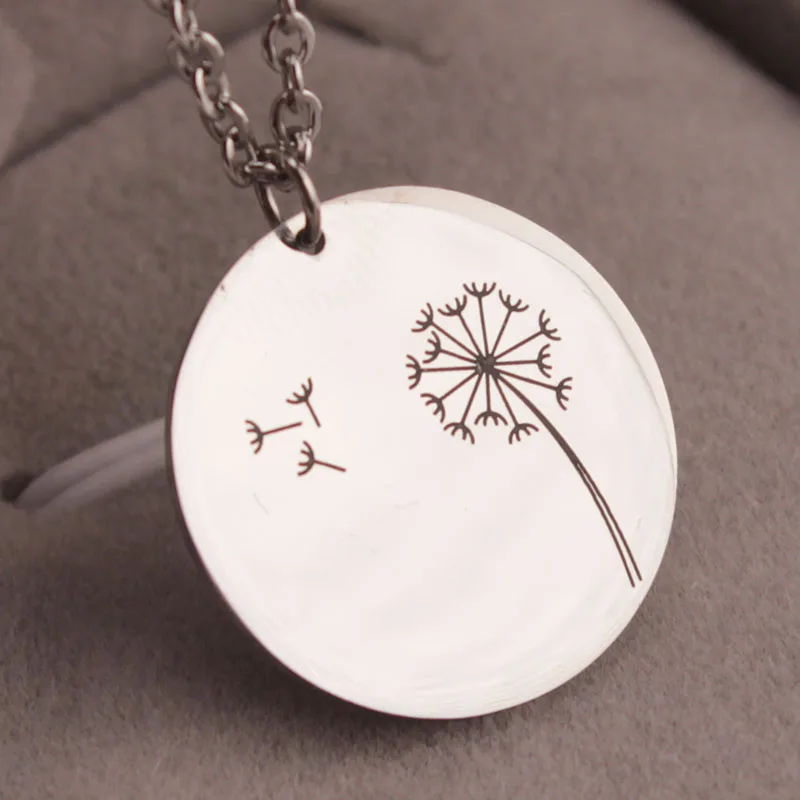 

SKYHAI Stainless Steel Mother Daughter Necklace Mom Gift Dandelion Necklace Jewelry Wish Hope Pendant Necklace