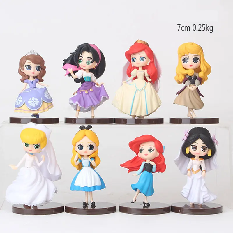 

8pcs/set Princess dolls Cute Cartoon Princess Mermaid Alice Sofia Ariel sleeping beauty doll Pvc Action Figure Toys for children