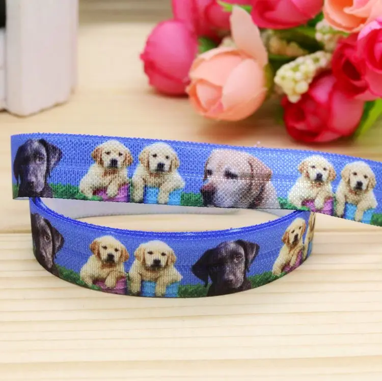 

5/8 дюйма, складная эластичная повязка на голову с принтом собаки, украшение для рукоделия, оптовая продажа OEM P5150