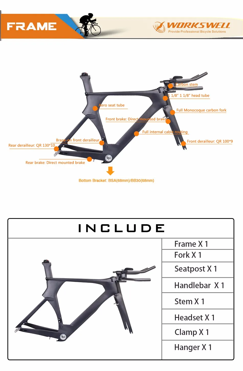 Sale Road tt bike frame and OEM road bike Frame Fork Seatpost Stem Headbar Clamp 2