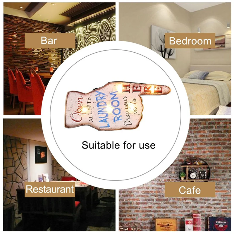 Loft-American-Retro-Iron-Wall-Decoration-LED-Lights-LAUNDRY-ROOM-HERE-Motto-Wall-Decor-Coffee-Shop
