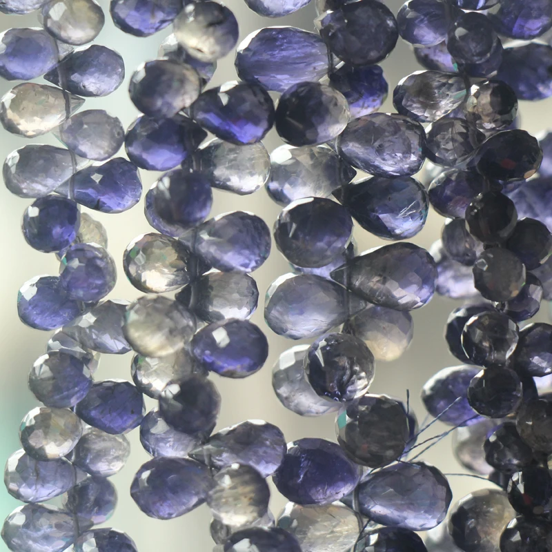 7 4 дюймовая нить натуральный водный сапфир IOLITE ограненные капли Briolettes 10-11 мм aprx |