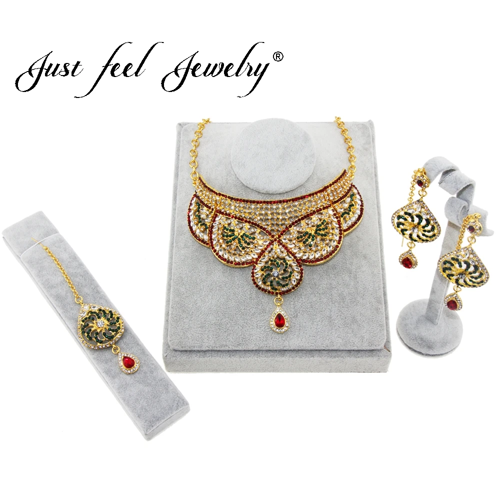 JUST FEEL, роскошный комплект ювелирных изделий золотого цвета, круглый дизайн, колье, ожерелье, набор,, Кристальные вечерние аксессуары для женщин