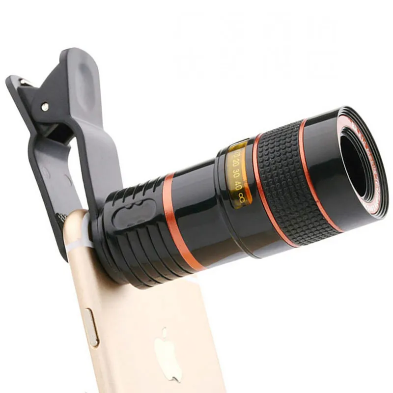 Universal 8X8 Optical Zoom Telescope Camera Lens Clip Mobile Phone Telescope Binoculars For iPhone6 Samsung HTC Huawei Xiaomi