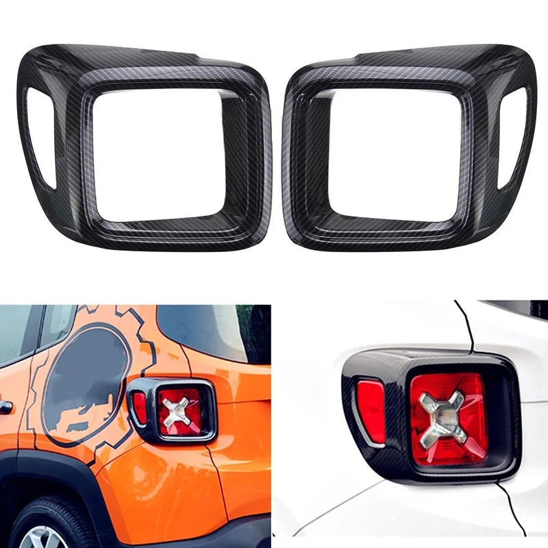 

2pcs/pair ABS Plastic Car Rear Light Covers Carbon Fiber Pattern Tail Rear Light Lamps Trim Covers For Jeep Renegade 2015-2017