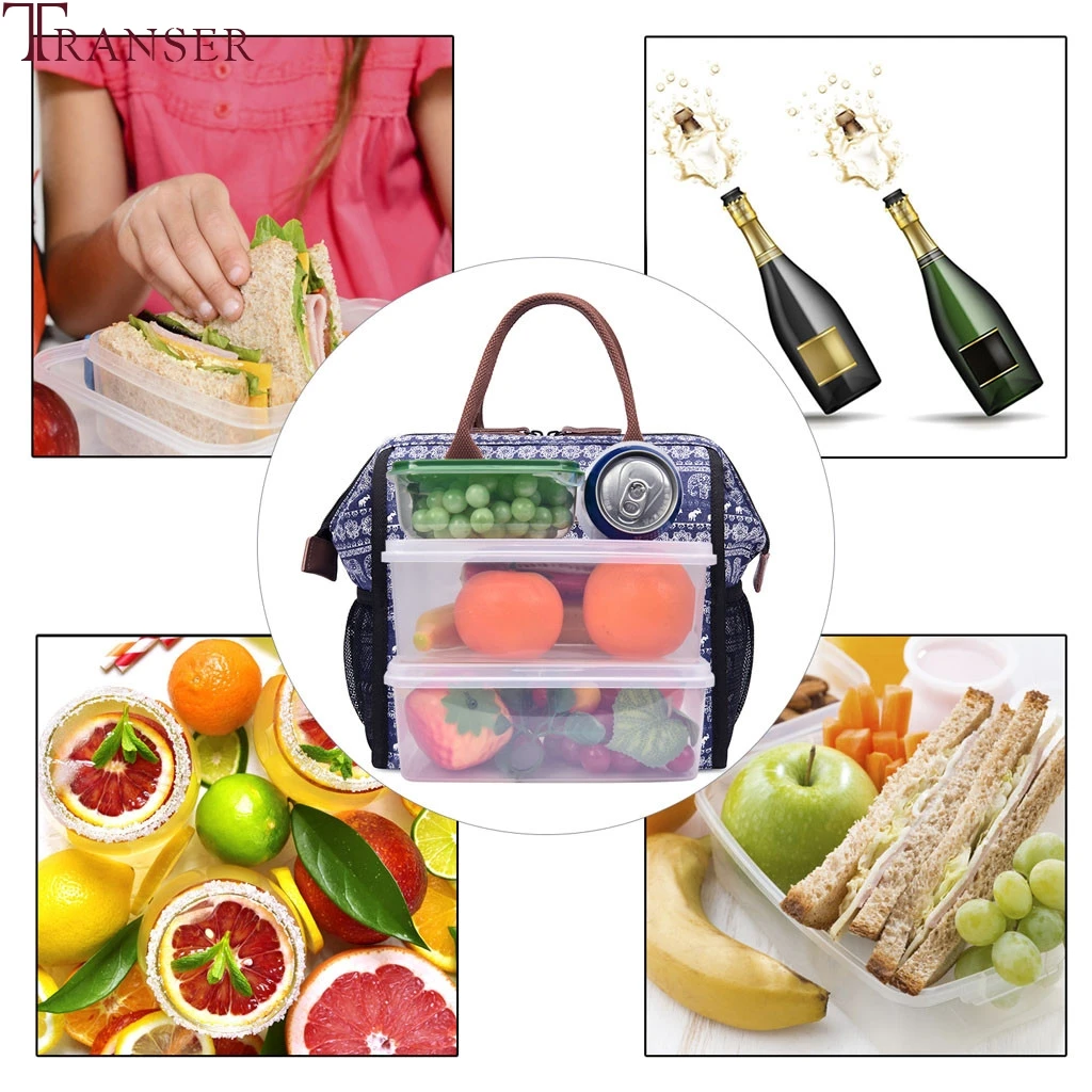 Transer холщовые сумки для обеда, свежая сумка для еды, водонепроницаемая сумка для еды, для пикника, для путешествий, для хранения, термоизолированная сумка, сумка для еды