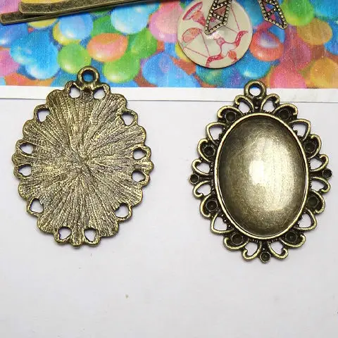

100pcs 18*25mm Antique Bronze ZINC ALLOY Cameo Setting Cabochon TRAY Pendant Blank Base DIY Jewelry Accessories