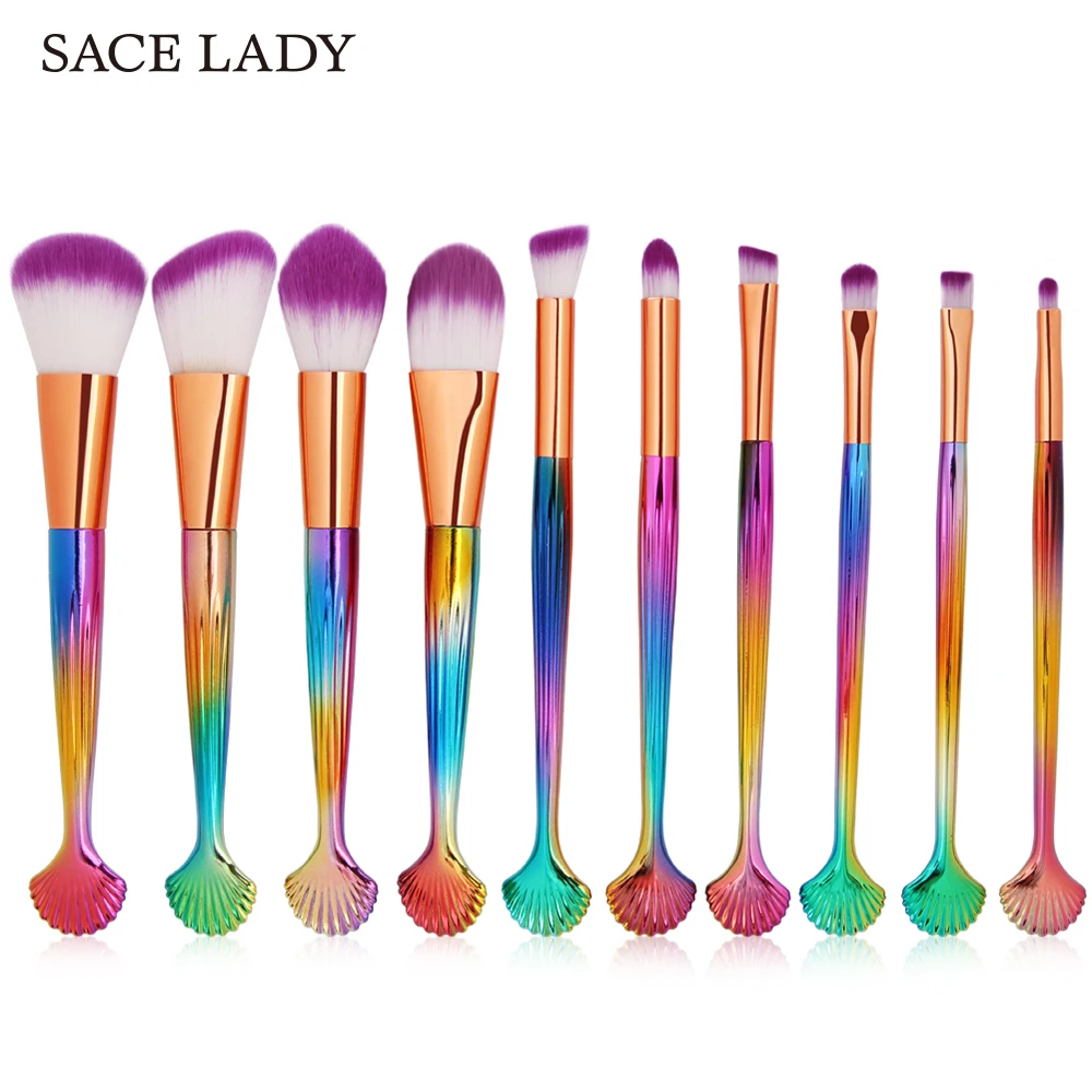 

SACE LADY Shell Makeup Brushes Rose Gold Make Up Brush Set Professional Concealer Eye Shadow Tool Kit Powder Mermaid Cosmetic