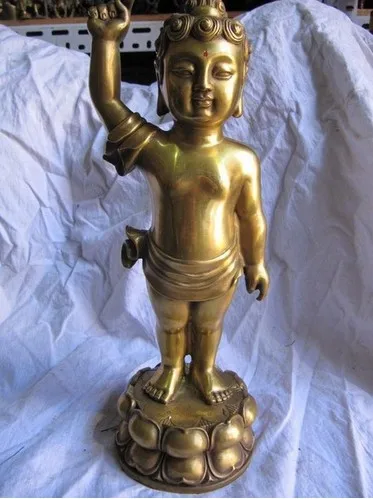 Ym 314純粋な真鍮チベット仏教赤ちゃん釈迦牟尼仏彫像e