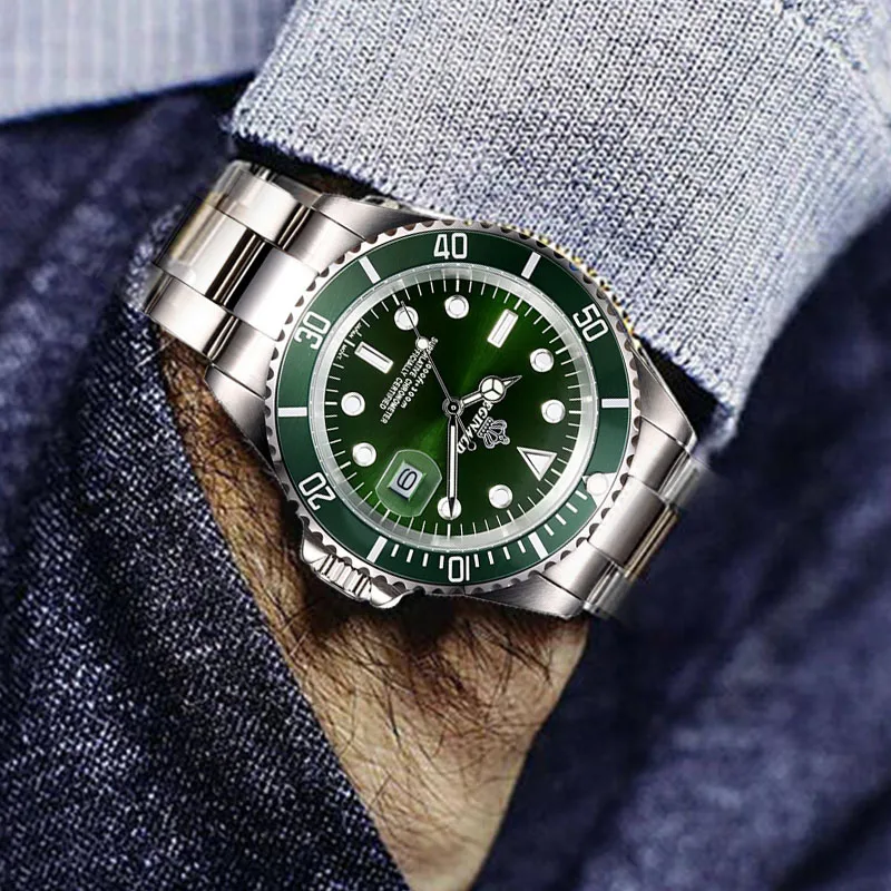 Оригинальные мужские часы с резной спинкой, топ-браслет, роскошные мужские наручные часы из нержавеющей стали, зеленые армейские часы, мужские часы, Relogio Masculino