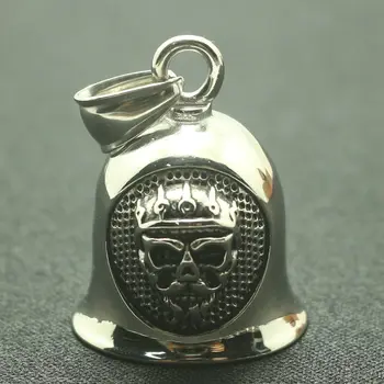 

Mens Boys 316L Stainlesss Steel Classic Skull Double Sided Pattern Biker Jingle Bell Pendant