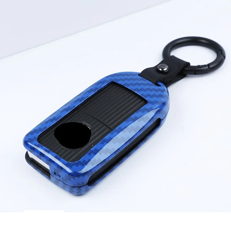 Высококачественный чехол для ключей из цинкового сплава для Roewe RX5 года для MG ZS, чехол для ключей, складной ключ для стайлинга автомобилей - Название цвета: Carbon Blue