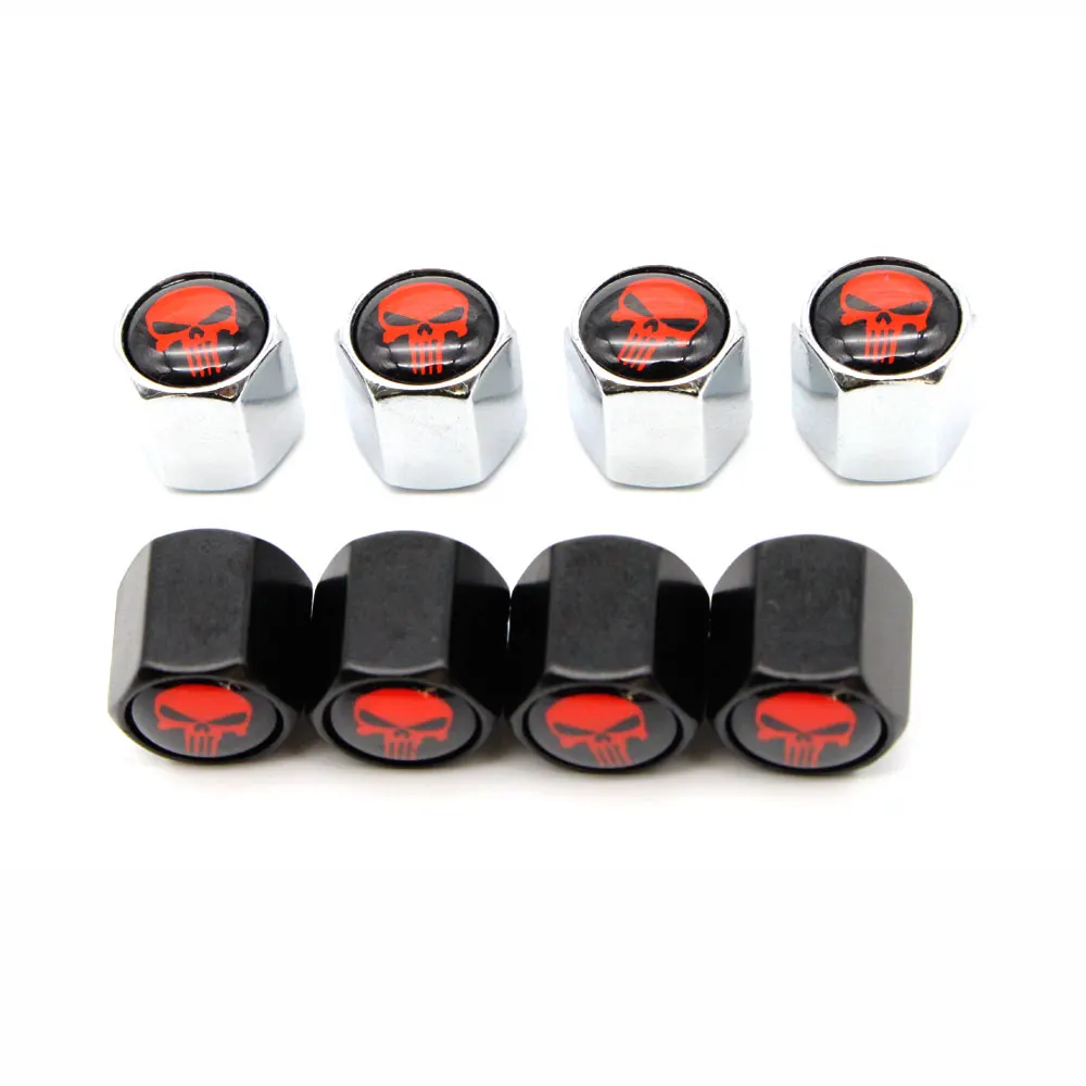 

4 Pcs/Set Skull logo Car Valve Caps Car Dust Caps Tire Wheel Stem Air Valve Caps Valve Stem Cover for Cars Moto Bike